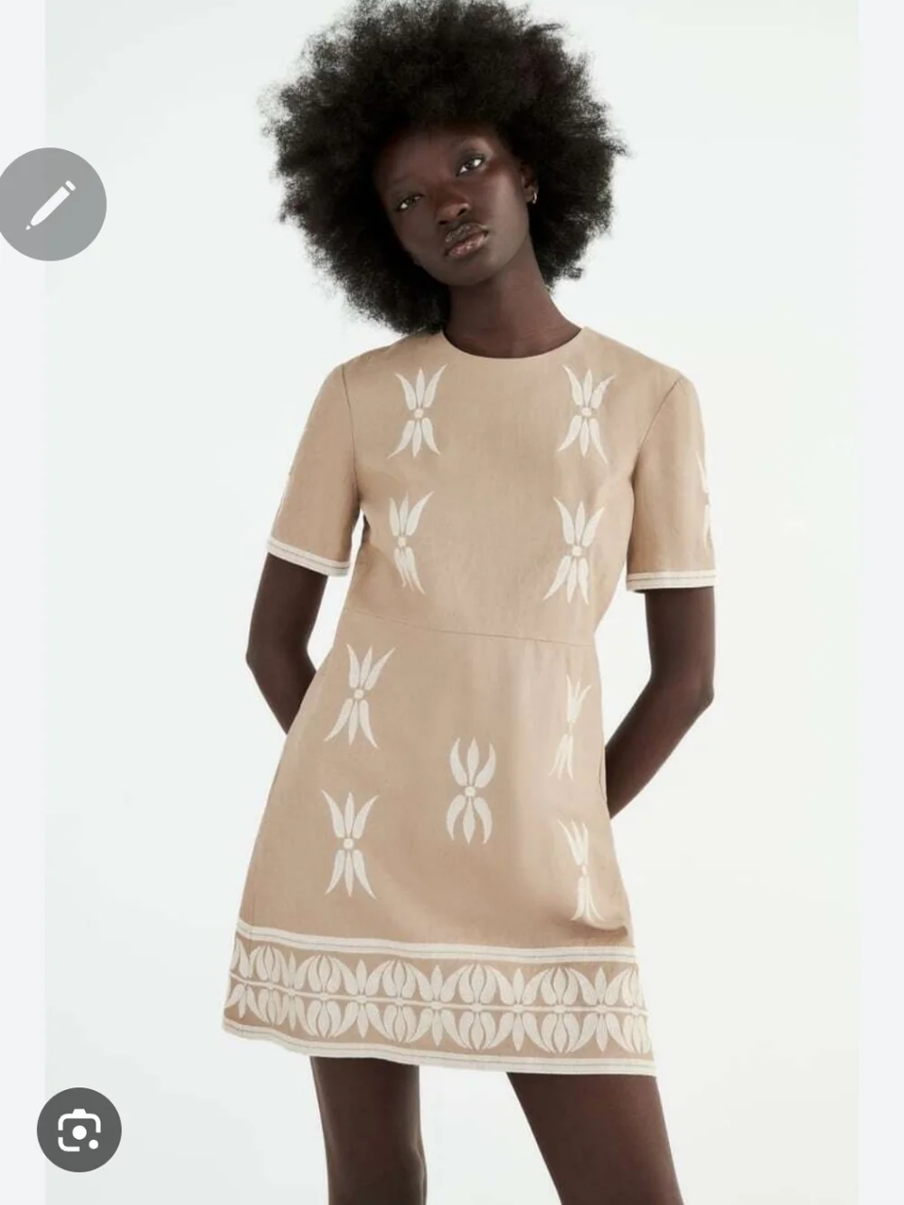 zara embroidered linen blend dress ZW COLLECTION EMBROIDERED LINEN BLEND DRESS